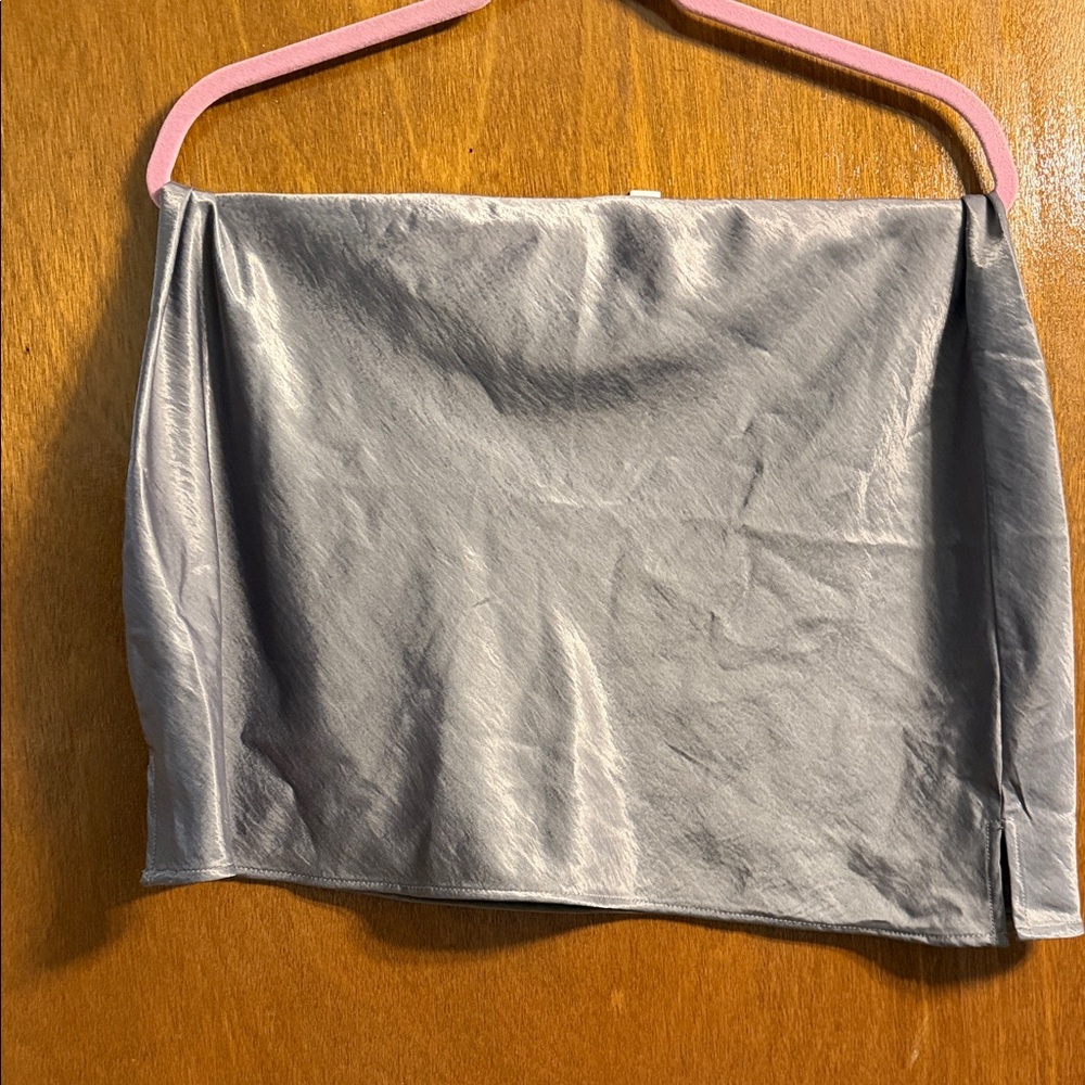 Silver Satin Mini Skirt